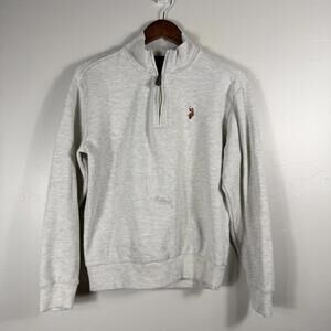 U.S. Polo Assn. Men's Mock Neck Quarter-Zip Pullover Gray  Size Medium - Flawed